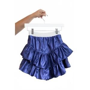 NEW LITTLE OLIN girl's vegan leather ruffle skirt in blue